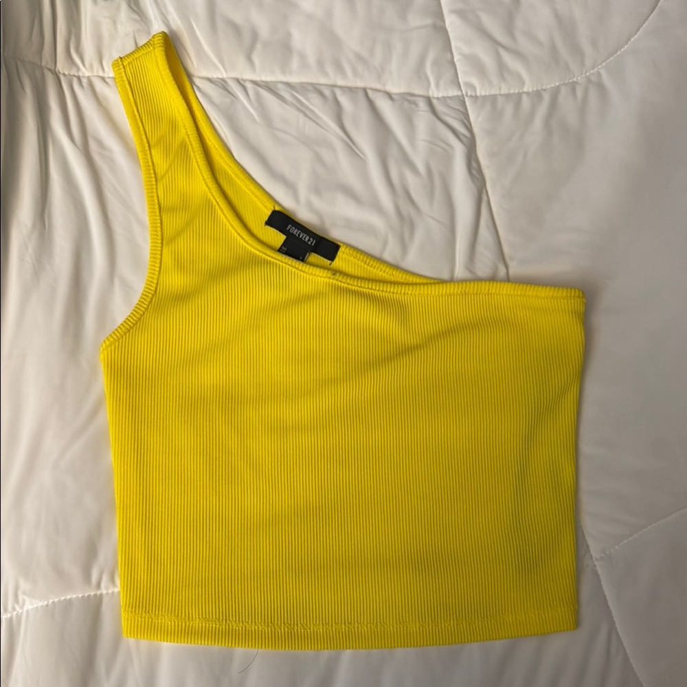 Yellow One Shoulder Crop top